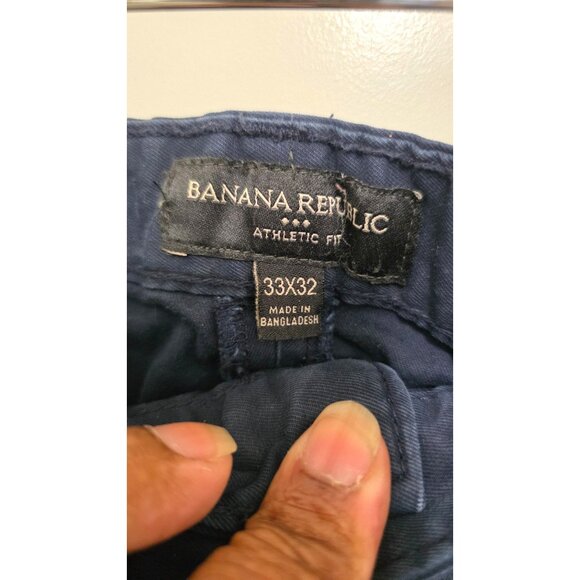 Set Of 2 Banana Republic Men's Slim Fit/ Athletic fit Chino Pants 33x32 Cotton B - Picture 8 of 8